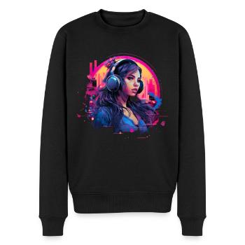 Retro DJ Party Mix für Frauen für einen DJ - Männer Premium Bio Pullover - Schwarz - Vorne - Nico (187cm)
