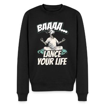 Goat yoga meditation, yoga class, yoga - Men's Premium Organic Jumper - black - Front - Nico (187cm)
