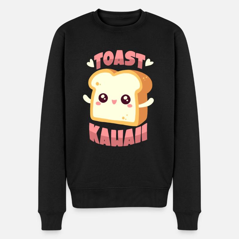 Toast Kawaii - Männer Premium Bio Pullover - Schwarz