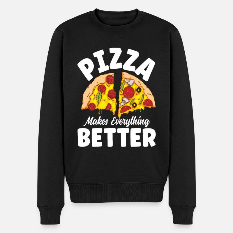 Pizza Makes Everything Better - Männer Premium Bio Pullover - Schwarz
