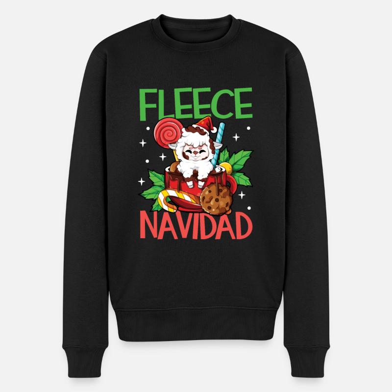 Polaire Navidad - Lama de Noël - Pull Premium bio Homme - noir
