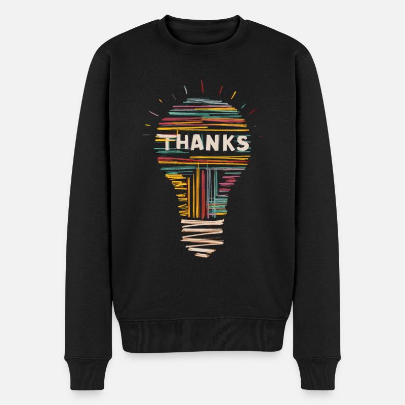 Inspirierende Dankeschön-Glühbirne - Männer Premium Bio Pullover - Schwarz