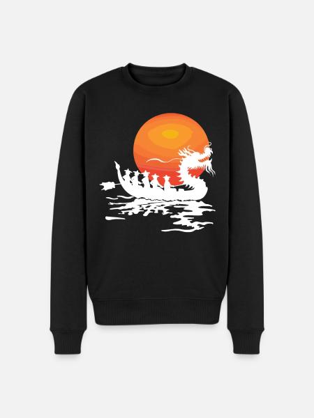 Lustiges Drachenboot-paddel - Männer Premium Bio Pullover - Schwarz