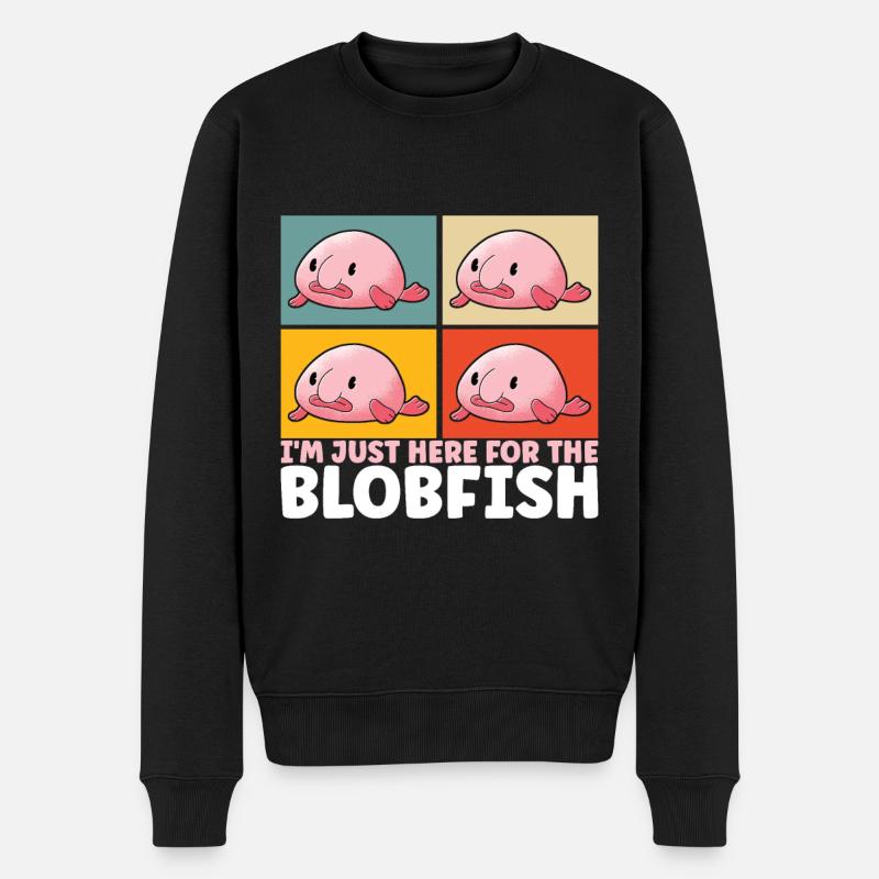 Poisson blob mignon Poisson laid - Pull Premium bio Homme - noir
