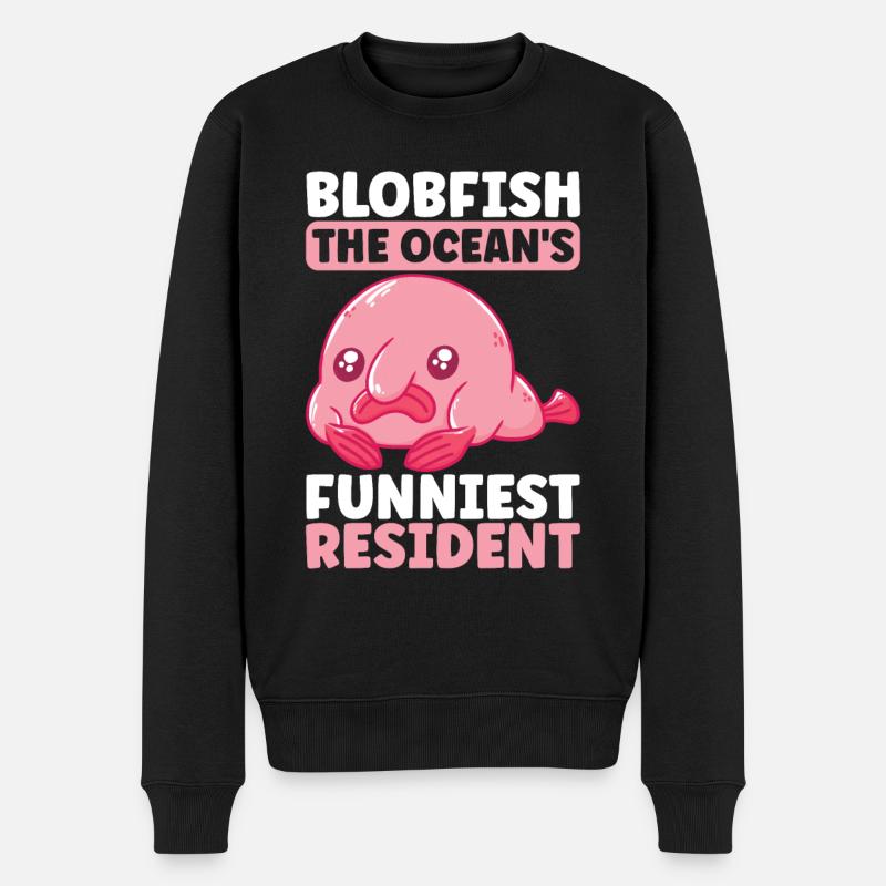 Poisson blob mignon poisson laid - Pull Premium bio Homme - noir