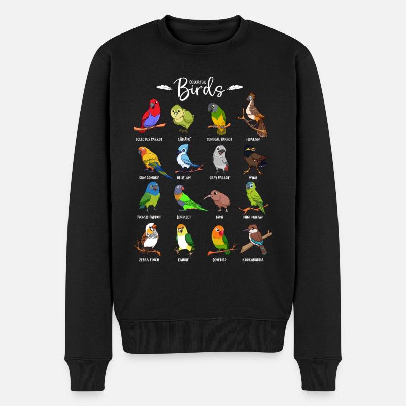 Viele bunte Vögel - Männer Premium Bio Pullover - Schwarz