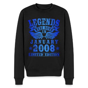 Legends were born in Januar 2008 Geburtstag - Männer Premium Bio Pullover - Schwarz - Vorne - Nico (187cm)