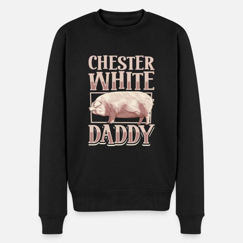 Chester White Pig Dad - Men's Premium Organic Jumper - black