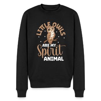 Lieblingstier - Steinkauz - Männer Premium Bio Pullover - Schwarz - Vorne - Nico (187cm)