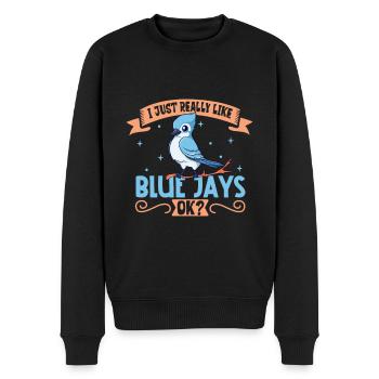 Ich liebe meinen Blauhäher - Männer Premium Bio Pullover - Schwarz - Vorne - Nico (187cm)