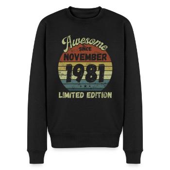 Awesome since November 1981 - Geburtstag - Männer Premium Bio Pullover - Schwarz - Vorne - Nico (187cm)