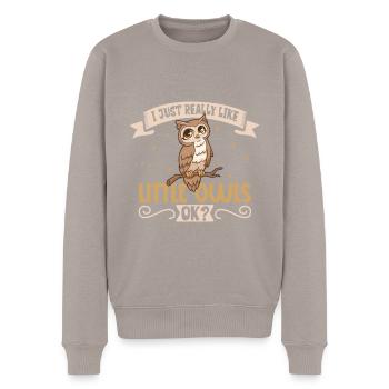 Ich liebe meinen Steinkauz - Männer Premium Bio Pullover - Taupe - Vorne - Nico (187cm)