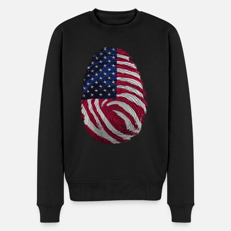Einzigartiges Fingerabdruck amerikanischer Flagge - Männer Premium Bio Pullover - Schwarz