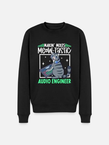 Katze am Mischpult - Tontechniker - Männer Premium Bio Pullover - Schwarz
