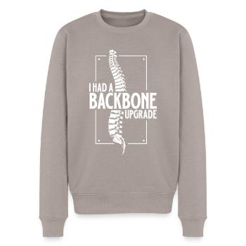 Spine Upgrade Received - Back Surgery - Men's Premium Organic Jumper - taupe - Front - Nico (187cm)