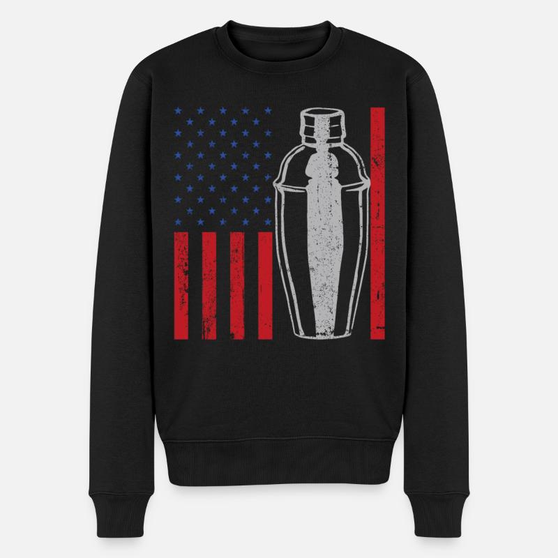 Bartender Mixologist American Flag - Männer Premium Bio Pullover - Schwarz