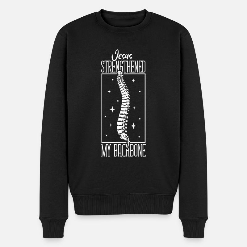 Jésus renforce mon dos - Chirurgie de la colonne vertébrale - Pull Premium bio Homme - noir