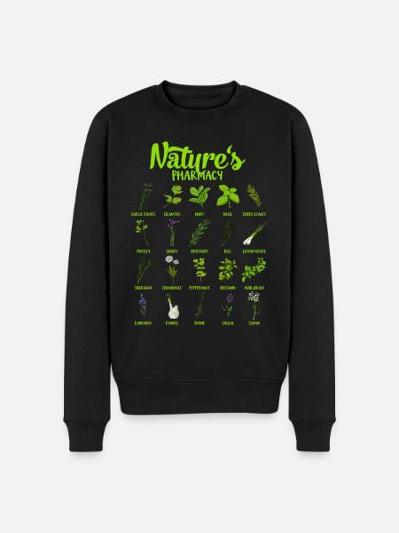 Healing powers of nature - herbs - Men's Premium Organic Jumper - black