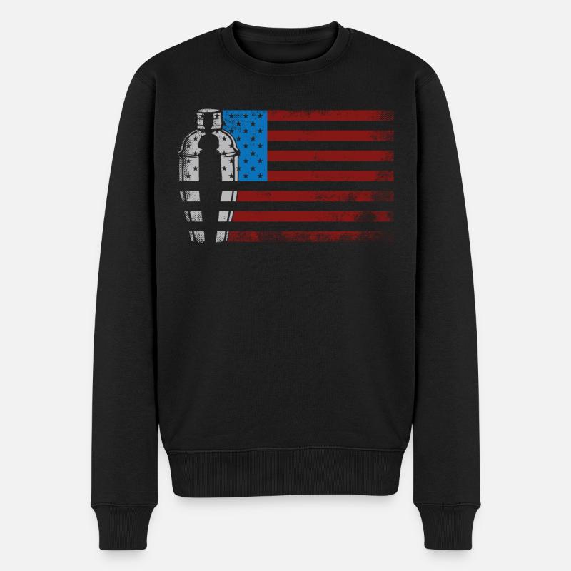 Bartender Mixologist American Flag - Männer Premium Bio Pullover - Schwarz
