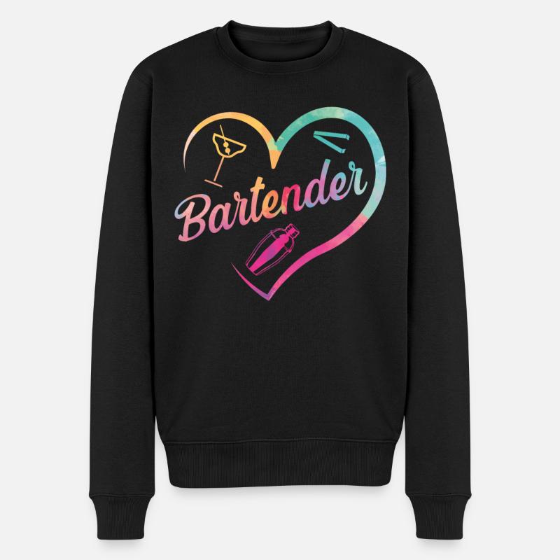 Bartender Mixologist Heart - Männer Premium Bio Pullover - Schwarz