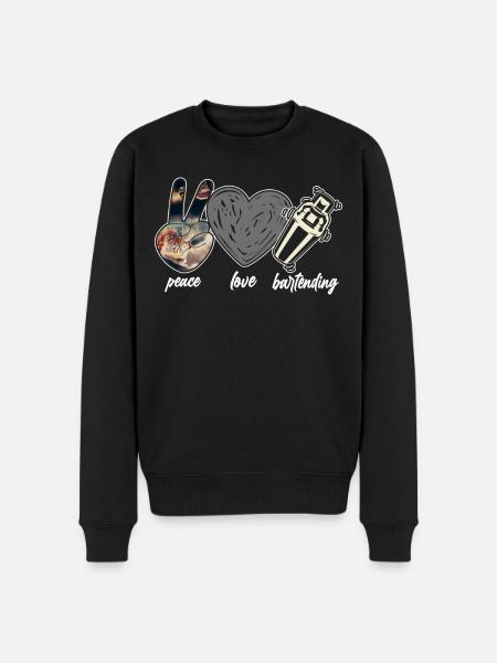 Bartender Mixologist Peace Love - Männer Premium Bio Pullover - Schwarz