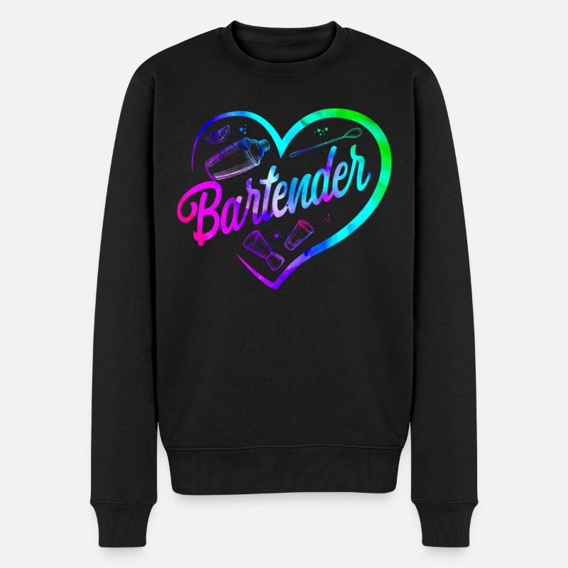 Bartender Mixologist Heart - Männer Premium Bio Pullover - Schwarz