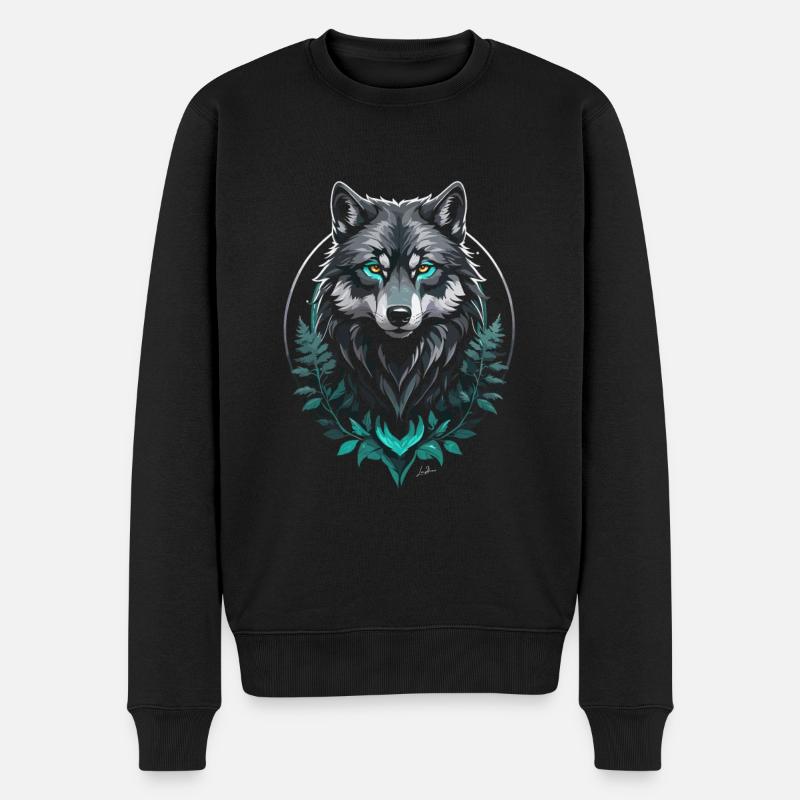 Forest Arctic Wolf - Men's Premium Organic Jumper - black