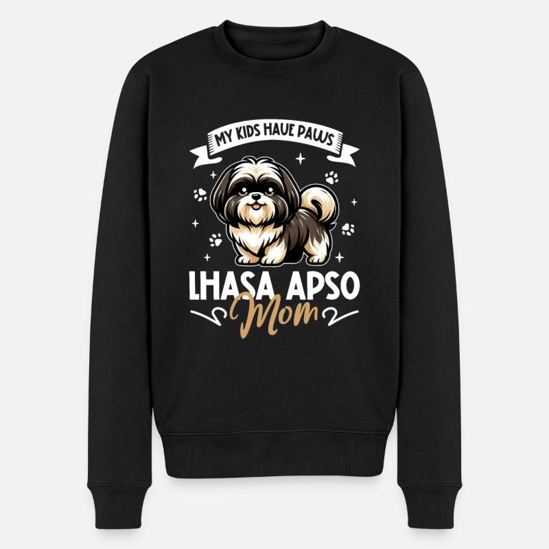 Lhassa Apso Mama - Pull Premium bio Homme - noir