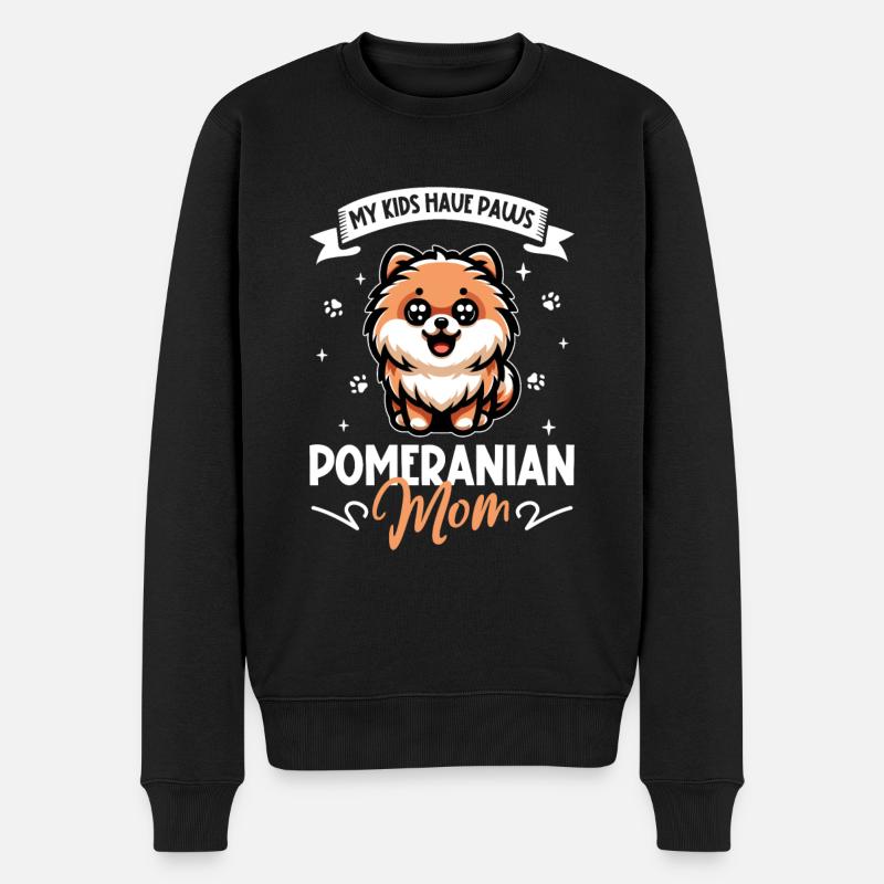 Zwergspitz Mama - Männer Premium Bio Pullover - Schwarz