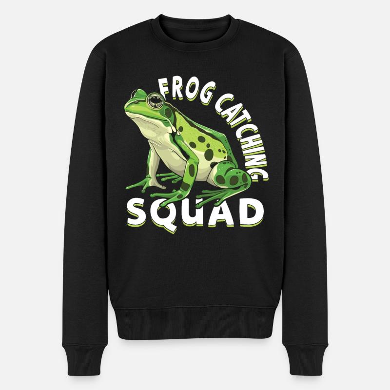 Frösche Fangen Froschjäger Froschfänger - Männer Premium Bio Pullover - Schwarz