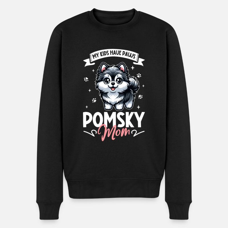 Pomsky Mama - Männer Premium Bio Pullover - Schwarz