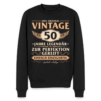 Vintage 50 Jahre Mann 50 Geburtstag - Männer Premium Bio Pullover - Schwarz - Vorne - Nico (187cm)