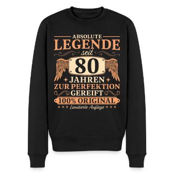 80 Geburtstag Vintage Legende seit 80 Jahren - Männer Premium Bio Pullover - Schwarz - Vorne - Nico (187cm)