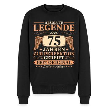 75 Geburtstag Vintage Legende seit 75 Jahren - Männer Premium Bio Pullover - Schwarz - Vorne - Nico (187cm)