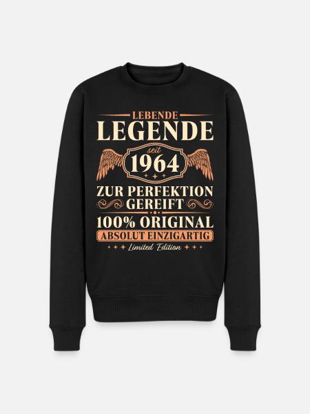 60 Geburtstag Vintage geboren 1964 Jahrgang - Männer Premium Bio Pullover - Schwarz