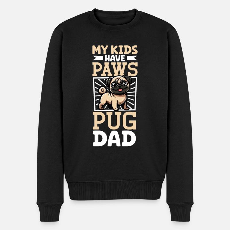 Mops Papa - Männer Premium Bio Pullover - Schwarz