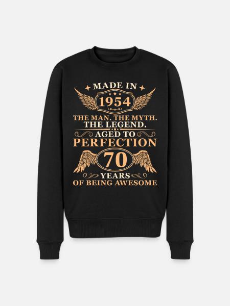 1954 Jahrgang Vintage Mann 70 Geburtstag - Männer Premium Bio Pullover - Schwarz