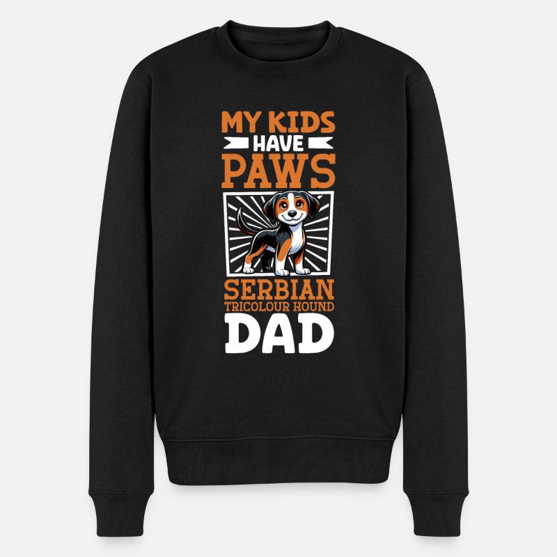 Dreifarbiger Serbischer Laufhund Papa - Männer Premium Bio Pullover - Schwarz