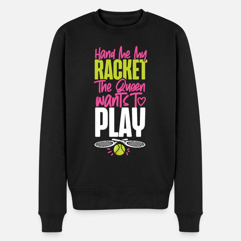 Funny Tennis Player Racket Queen - Männer Premium Bio Pullover - Schwarz