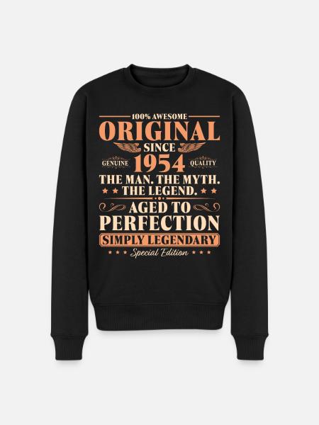 Original 1954 Jahrgang Mann Vintage 70 Geburtstag - Männer Premium Bio Pullover - Schwarz