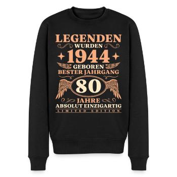 1944 Jahrgang Legende seit 80 Jahren Geburtstag - Männer Premium Bio Pullover - Schwarz - Vorne - Nico (187cm)