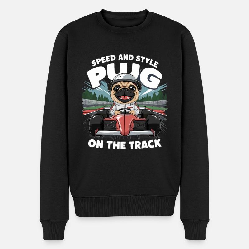 Mops Hundehalter Mops Rennfahrer Speed - Männer Premium Bio Pullover - Schwarz