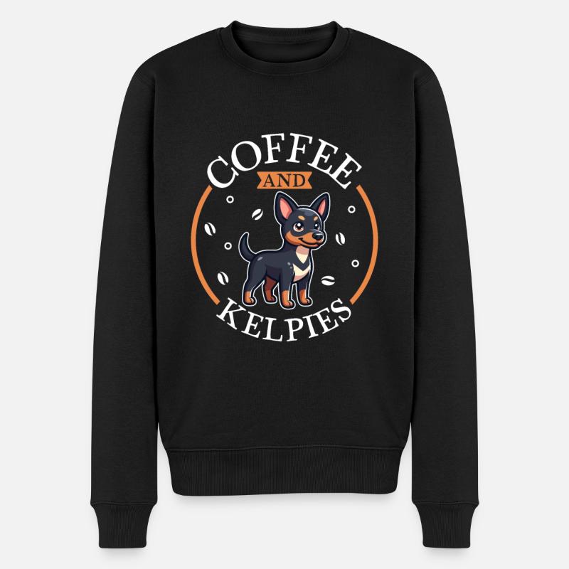 Coffee and Australian Kelpie - Men's Premium Organic Jumper - black