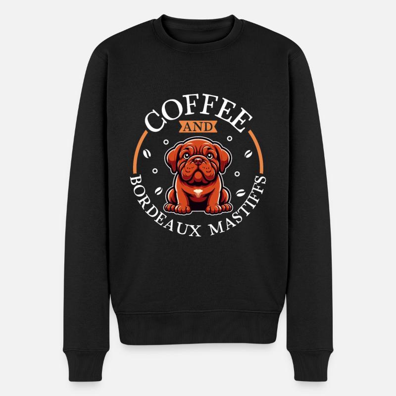 Kaffee und Bordeauxdogge - Männer Premium Bio Pullover - Schwarz
