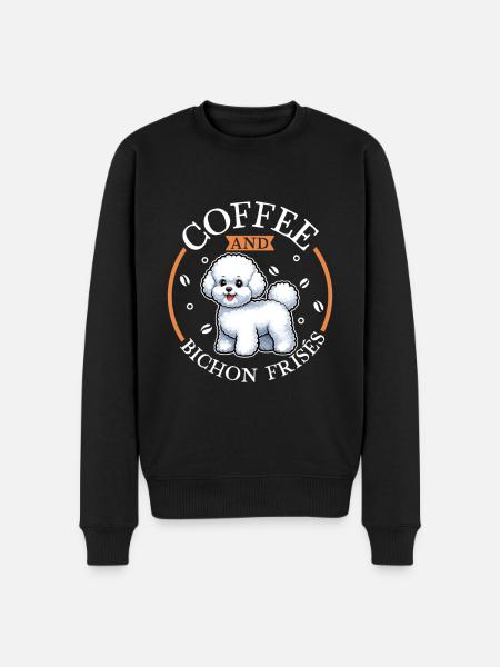 Kaffee und Bichon Frisé - Männer Premium Bio Pullover - Schwarz