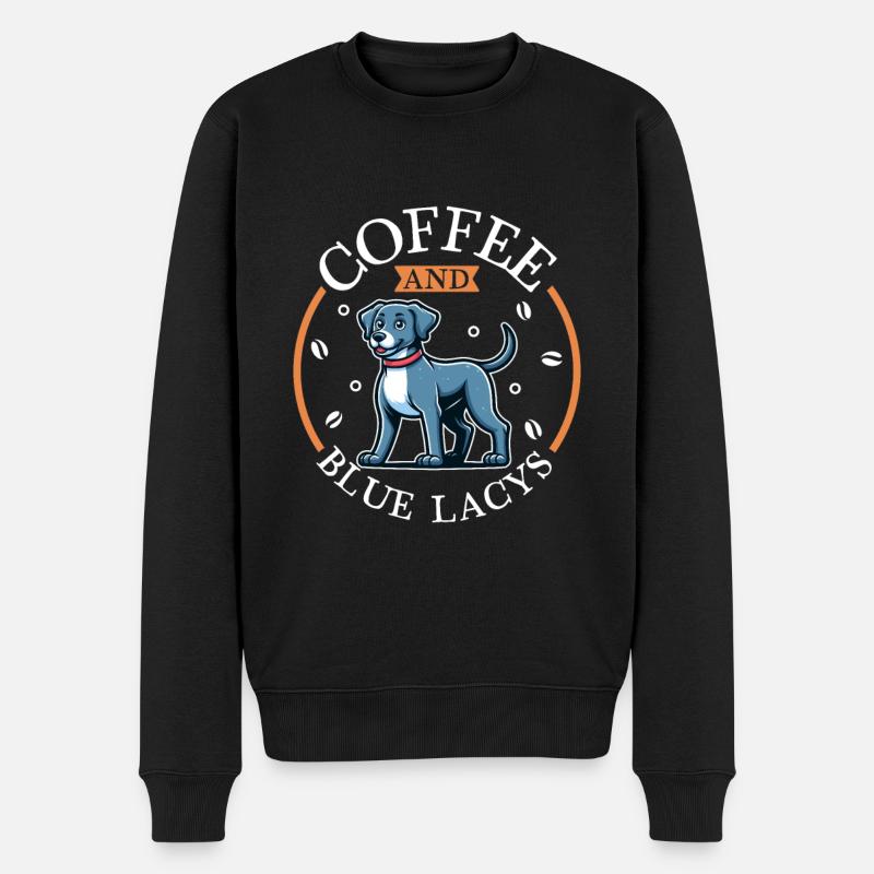 Café et dentelle bleue - Pull Premium bio Homme - noir