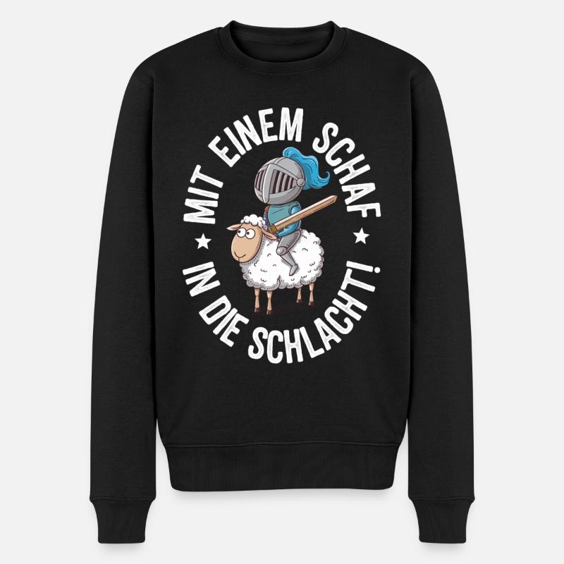 Schaf Spruch Siedler - Männer Premium Bio Pullover - Schwarz