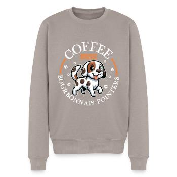 Coffee and Braque du Bourbonnais - Men's Premium Organic Jumper - taupe - Front - Nico (187cm)