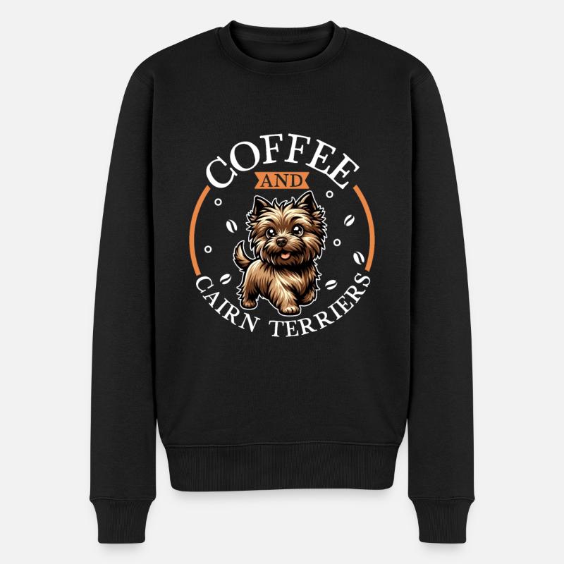 Coffee and Cairn Terrier - Men's Premium Organic Jumper - black