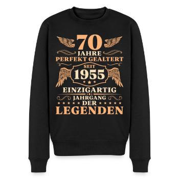 70 Geburtstag Perfekt Gealtert Jahrgang 1955 - Männer Premium Bio Pullover - Schwarz - Vorne - Nico (187cm)
